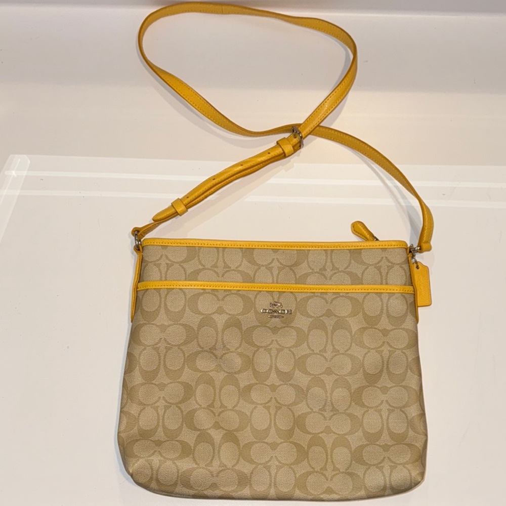Coach Tan and Yellow Crossbody Bag